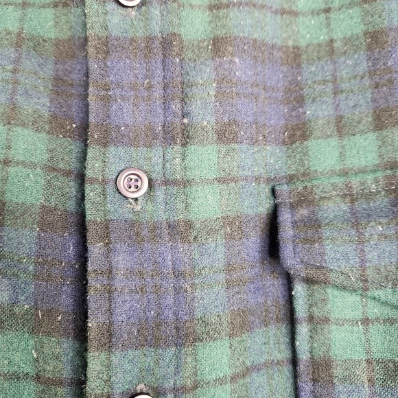 Pendleton 100% Wool Plaid Green Black Watch Flannel Tartan Made In The USA XL - Picture 10 of 12